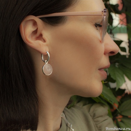 Серьги Fiore Luna, ROSE QUARTZ